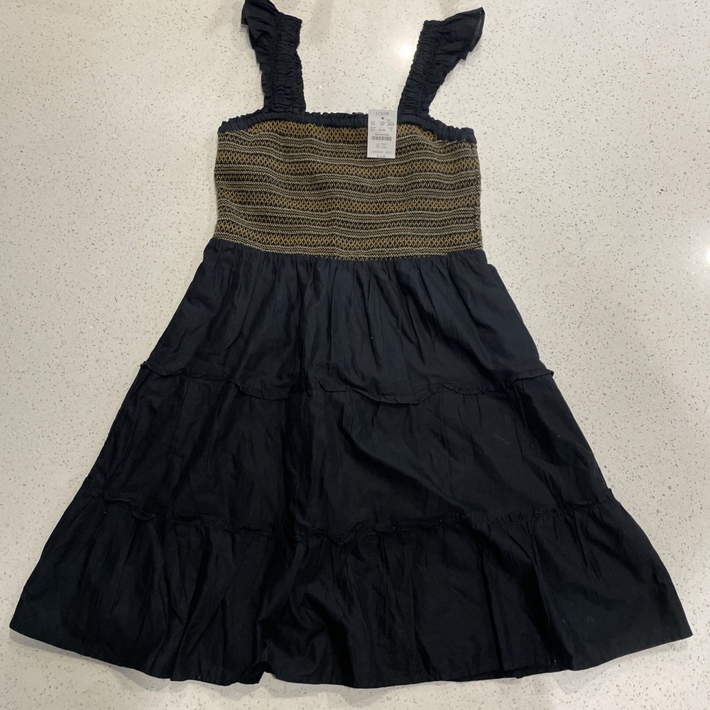 NWT J.Crew Factory smocked flutter strap tiered sundress. Small Boho western